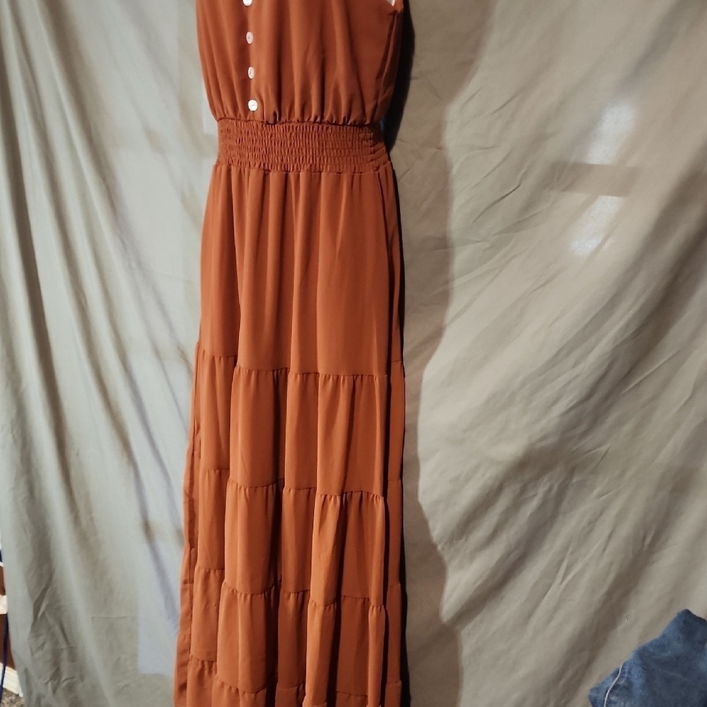 Pretty Garden NWT Chic Midi Dress in Warm Brown SIZE S - Picture 4 of 11